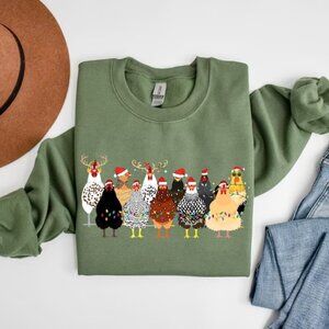 Сute Christmas Chickens Sweatshirt Funny Christmas Chicken Sweatshirt 05